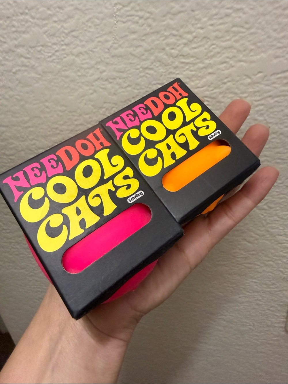 Bundle of 2 Needoh Cool Cats: Pink & Orange. New